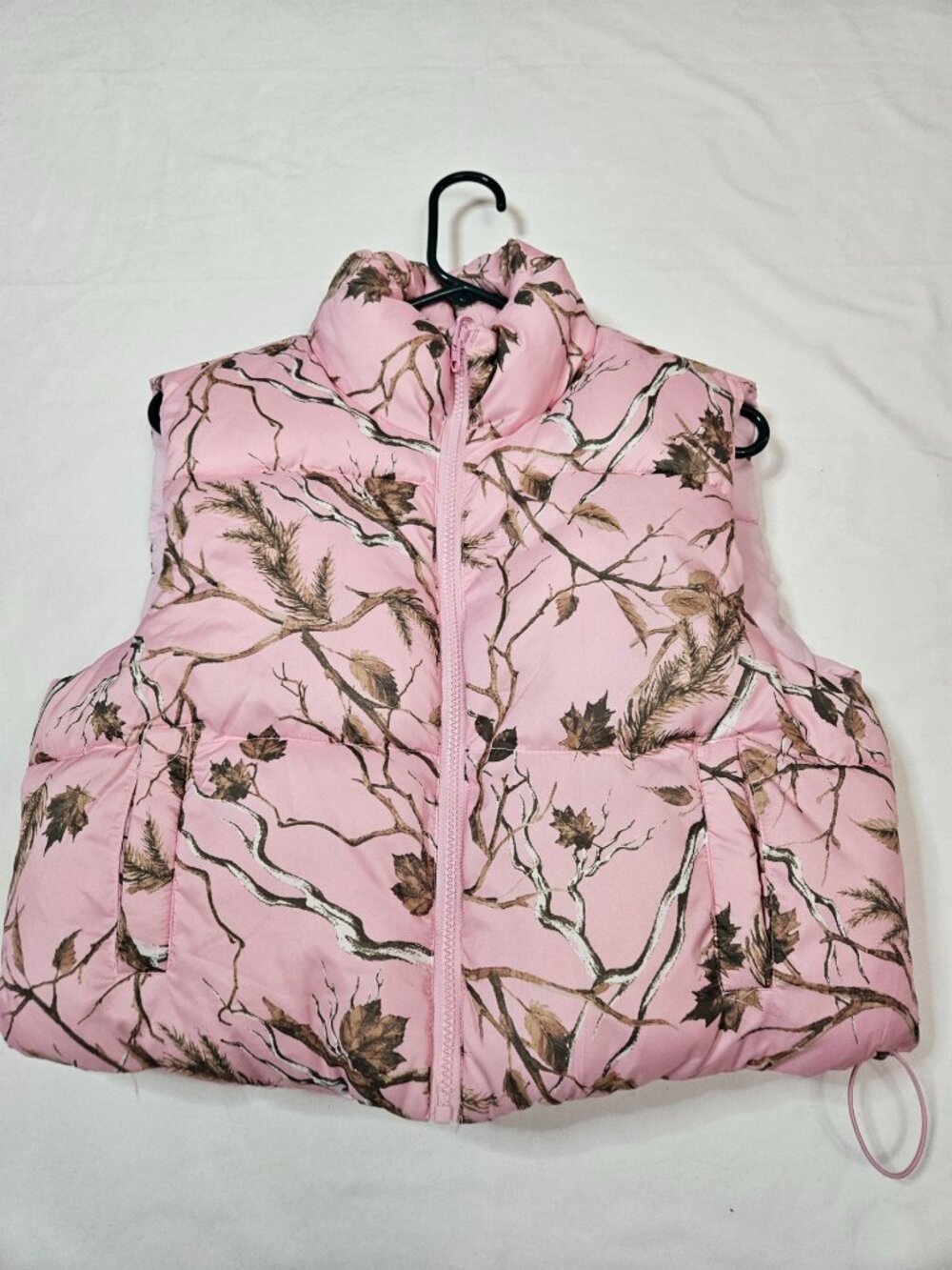 Stella Tweed Coquette Pink Floral Print Puffer Vest Medium Layering Piece 🌸🧥